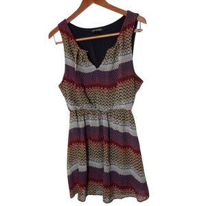 Women's Plus 1X Patterned Dress Cinch Waist Sleeveless Red White‎ Love Cameron